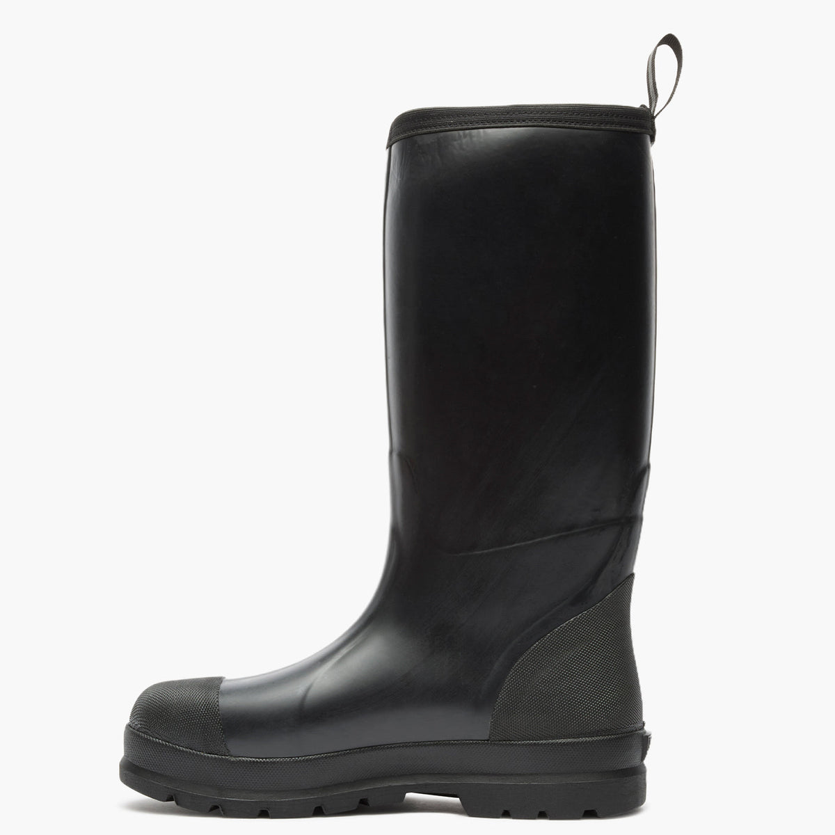 SKU: MCHHDP00 — Chore Flex Men's 15" Work Boot Image Description: Left-side view of the black rubber boot shown against a Grey background.