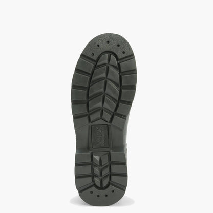 green sole of a shoe with brand logo on a white background