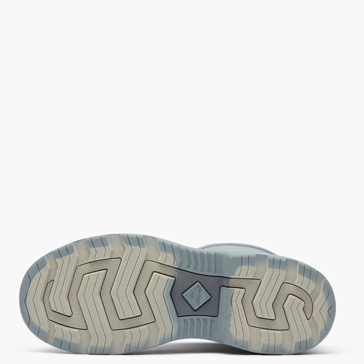 Close-up of a shoe sole with tread pattern on a white background