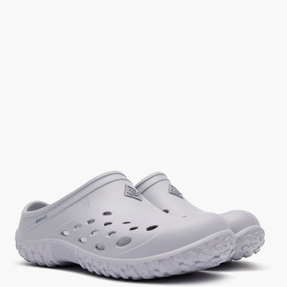 White clogs on a white background