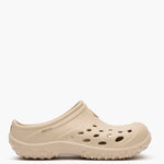 Beige clog shoe on a white background